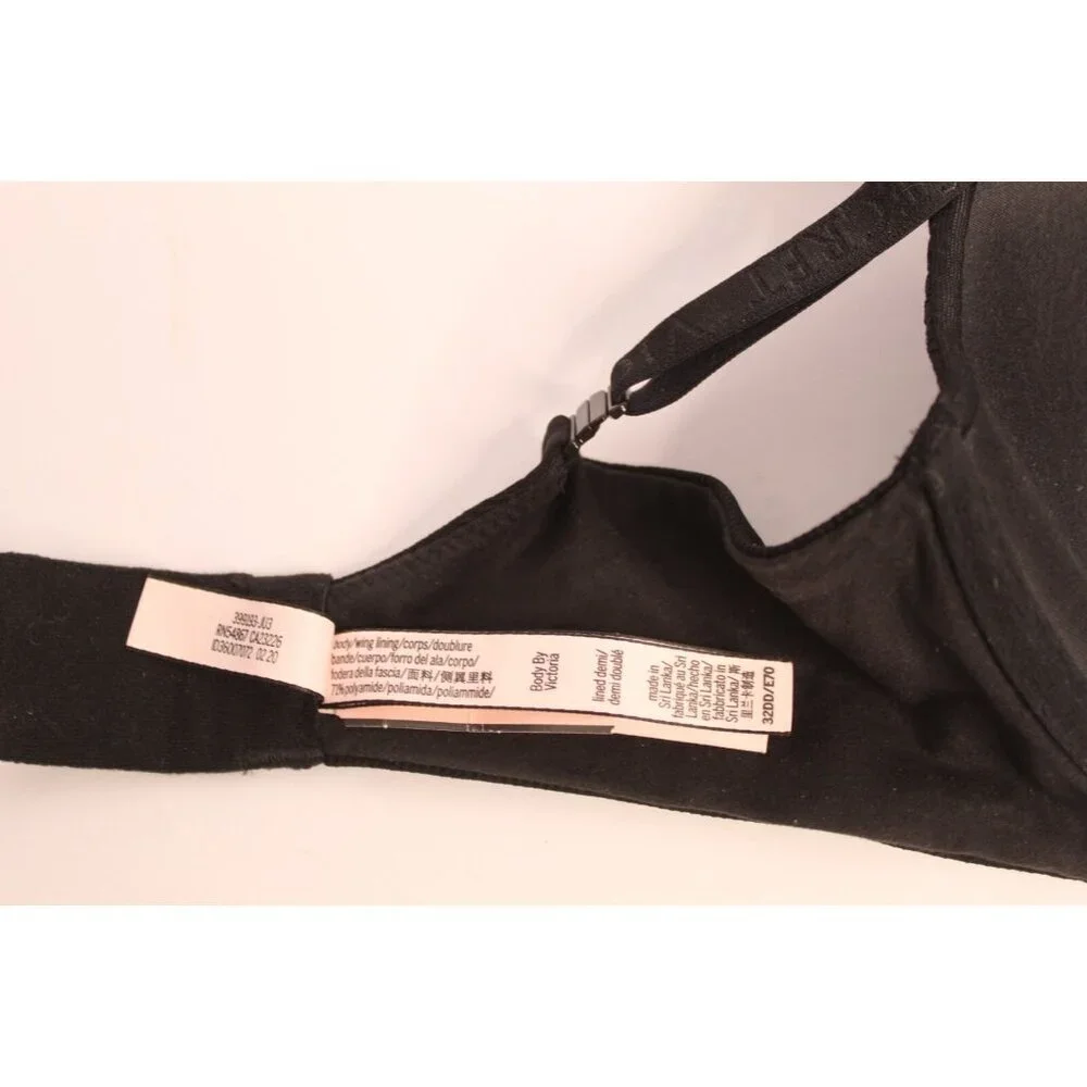 Victoria's Secret Bra Body‎ By Victoria Black 32DD Lace Padded Wired Push Up NWT